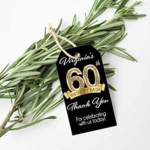 60th Birthday Thank You Tag Printable