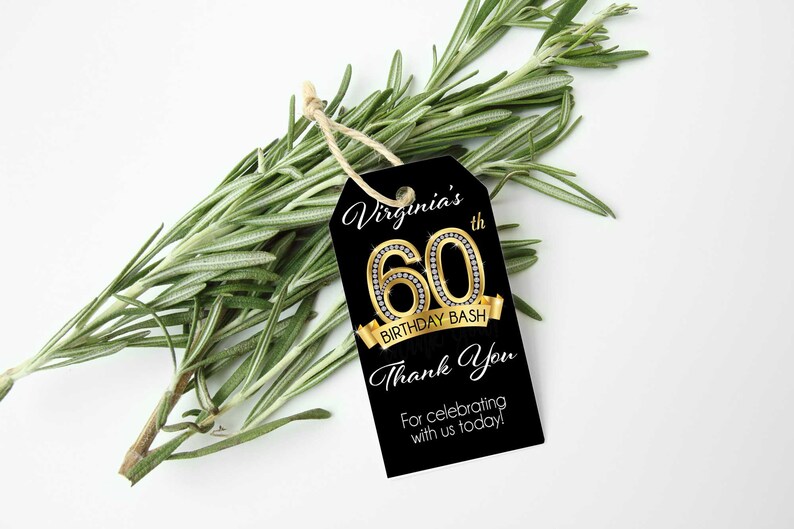 60th Birthday Thank You Tag Printable