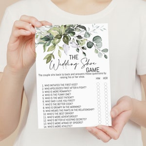 Greenery Wedding Shoe Game, Instant Download Printable Bridal Shower Game
