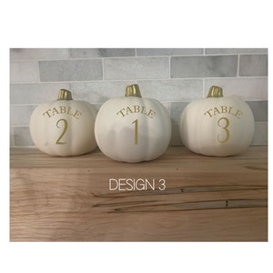 White Pumpkin Table Numbers, Design 3