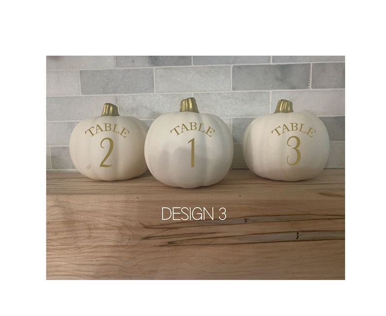 White Pumpkin Table Numbers, Design 3