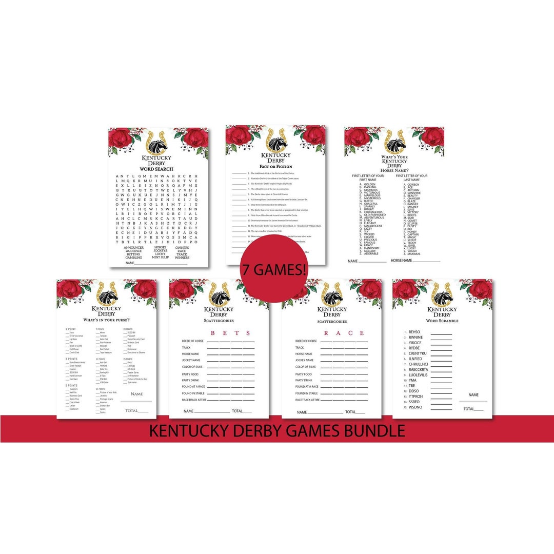 Kentucky Derby Game Bundle, Instant Access, Corjl Template Etsy