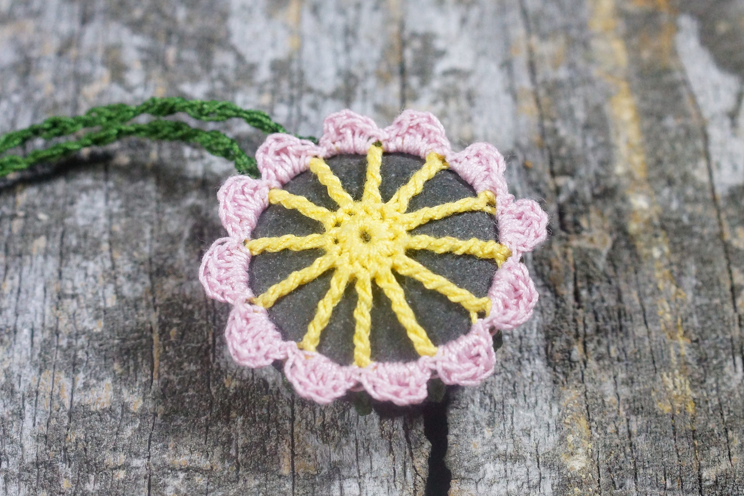 Crocheted Stone Stone Jewelry Stone Necklace River Rock Etsy