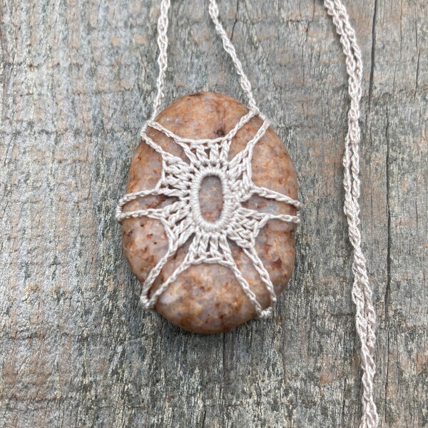 River Rocks ~ River Rock Jewelry ~ River Rock Necklace ~ River Rock Pendant ~ Bohemian jewelry ~ Boho ~Crochet Stone ~ Crochet Rock