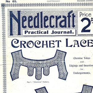 1909-1910 Vintage Crochet Lace Patterns: Chemise Yokes, Edgings (Digital Download)