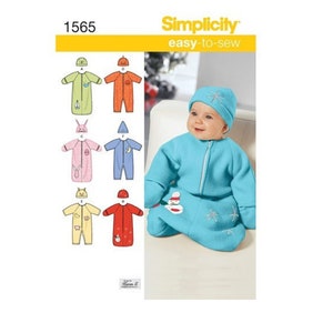 Simplicity 1565 Infant Bunting Romper Hats Sz:XXS-XS-S Animal Hats  New Complete Factory Folded 2013
