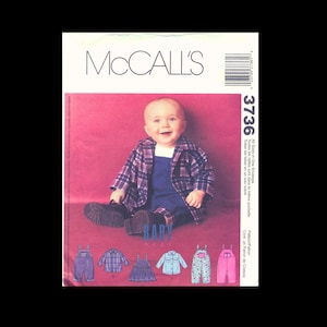 McCall&#39;s 3736Baby Sewing Pattern Infant Jumper Overalls Shirt Pattern McCall&#39;s Size Small Medium Large X-Large Complete Factory Folded