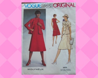 Vogue 1464 Molyneux Dress and Jacket Pattern, Size 8, 1976 Chic Style