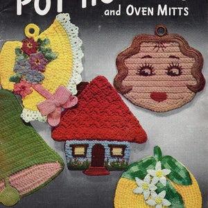 Crochet Patterns Pot Holders Patterns Vintage Crochet Oven Mitts 1950s Kitchen Crochet Instant Download