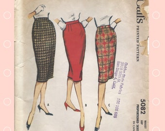 1950s Vintage McCall's 5082 Slim Skirt Pattern 2 Sizes Available Height Propotional, Mademoiselle Editor's Choice 1959,  Complete