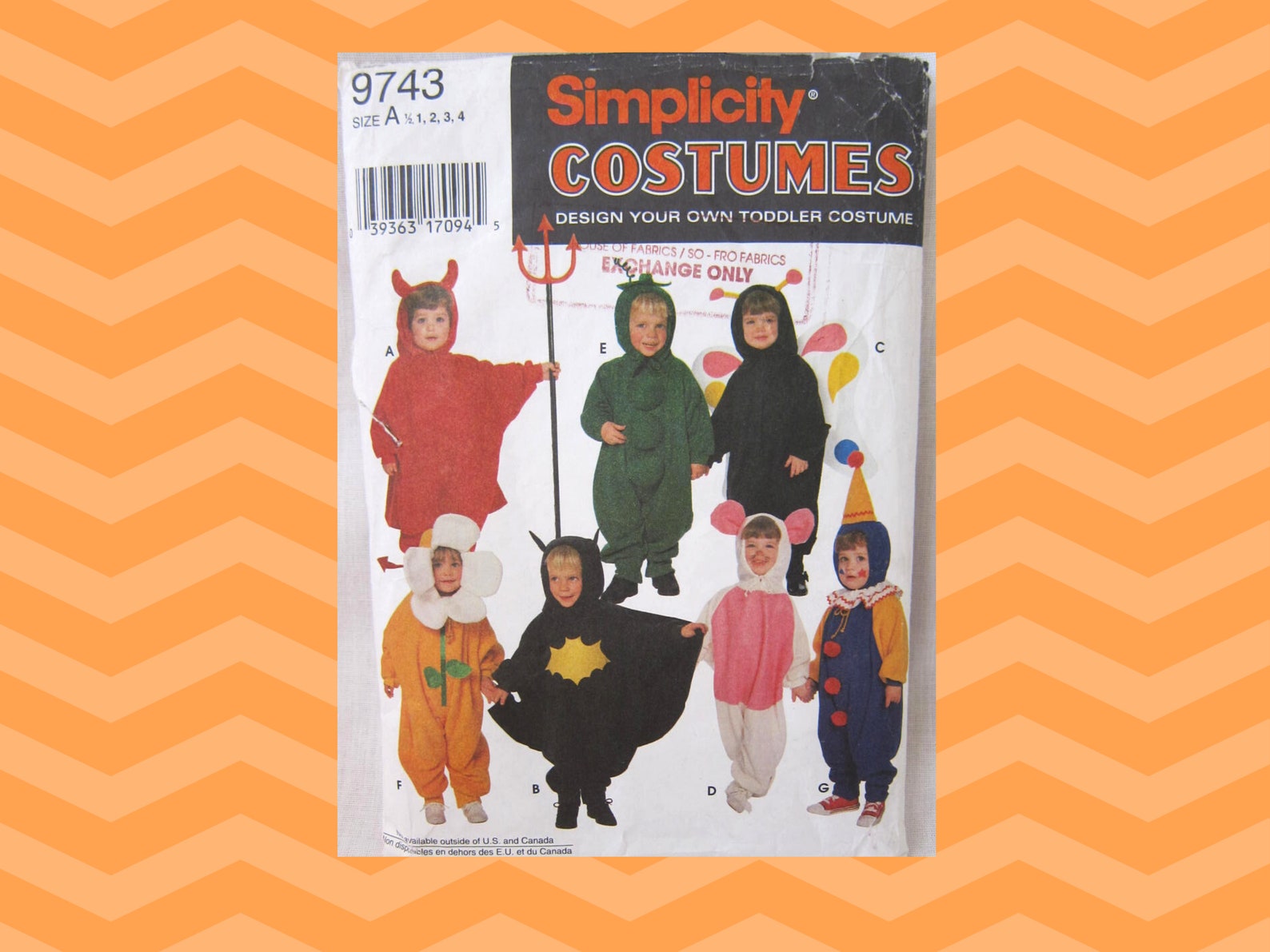 Simplicity 9743 Toddler's Costume Pattern Size 1/24 Etsy