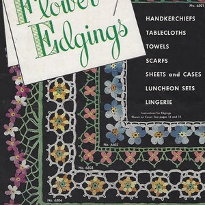 1940s Crochet Flower Edgings Patterns Linens Crochet Edgings Home Decor Instant Download Crochet Edgings Pattern 1949