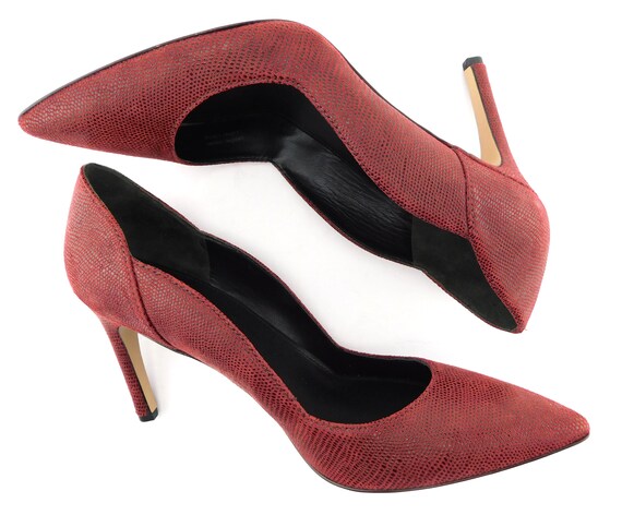 VIA SPIGA Size 8 Dark Red Pinhead Suede Heels Pum… - image 5