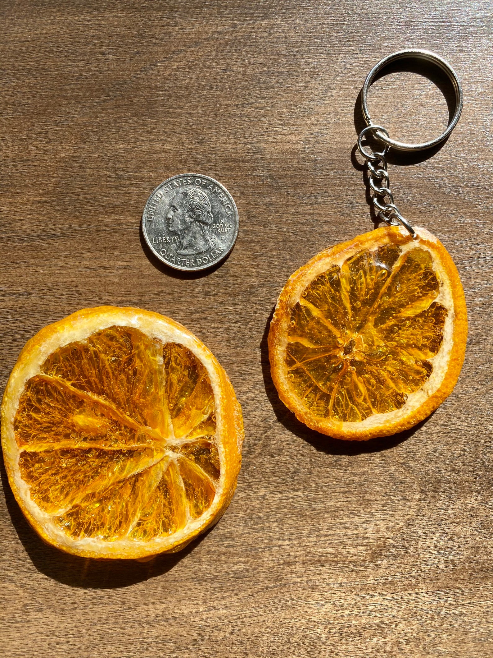 Orange Slice Keychain Orange Keychain Fruit Keychain Dried Etsy