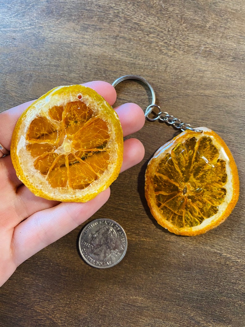 Orange Slice Keychain Orange Keychain Fruit Keychain Dried Etsy