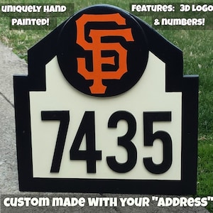 SAN FRANCISCO GIANTS Address Sign Custom Made with Your Address / Giants Birthday House Warming Gifts Gifts / Giants Baseball Decor image 1