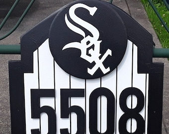 CHICAGO WHITE SOX  Address Sign Custom Made Wood Decor Sign / Chicago White Sox Gifts / Chicago White Sox Fan  (Free Shipping)