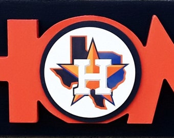 Houston Astros "HOME" Wood Decor Sign |  Houston Astros Gifts | Astros Fan - Great House Warming / Birthday Gift