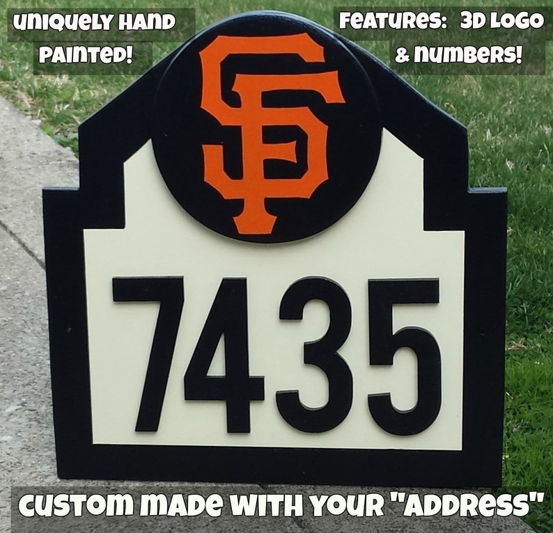 SAN FRANCISCO GIANTS Address Sign Custom Made with Your Address / Giants Birthday House Warming Gifts Gifts / Giants Baseball Decor image 1