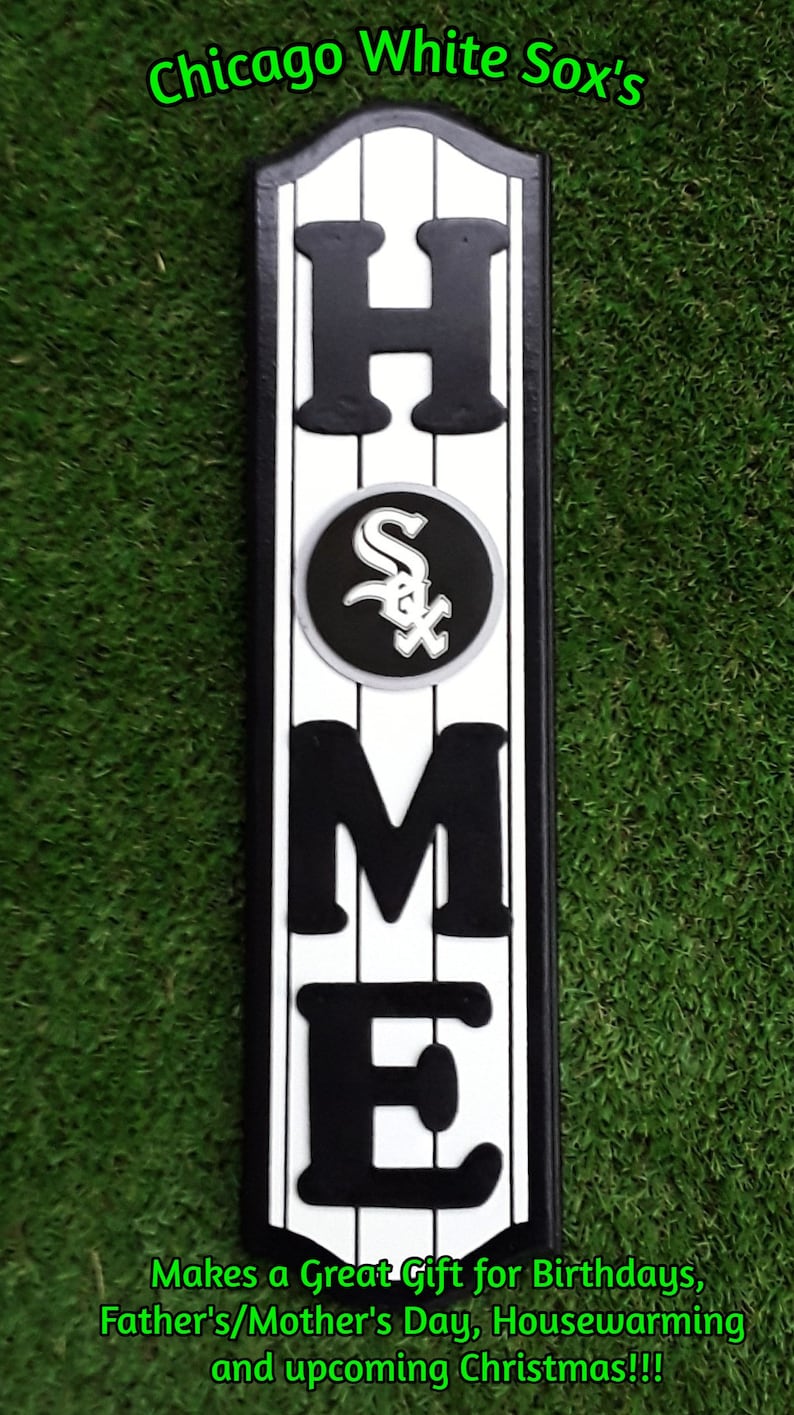 Chicago White Sox "HOME" Wood Decor Sign | Chicago White Sox Gifts | White Sox Fan - Great House Warming/First Home Gift! bild 3