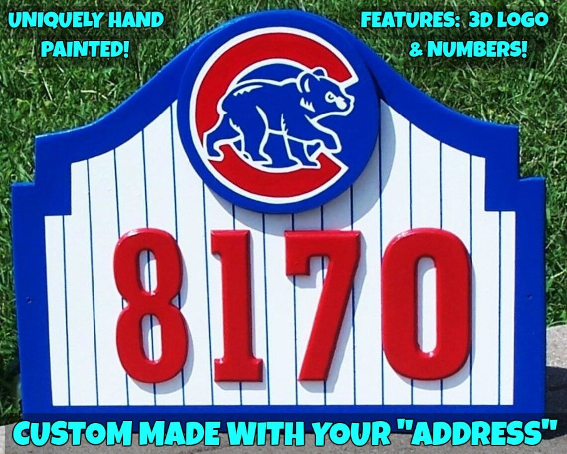 CHICAGO CUBS Address Sign Custom Made for Home Apartment Etsy