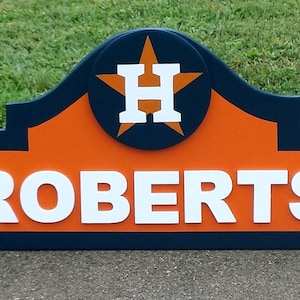 Houston Astros Sign with your NAME Custom Made, Wood Decor Done in Brillant Team Colors / Astros Gifts / Astros Decor (FREE SHIPPING)