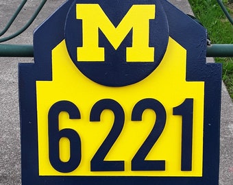 Michigan Wolverines Address Sign Custom Made with Your Address / Michigan Birthday House Warming Gifts Gifts / Decor