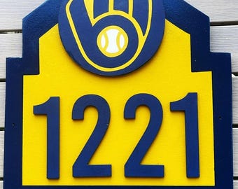 Milwaukee Brewers Address Sign Custom with Your Address  Wood Decor | Milwaukee Brewers Gifts |  Milwaukee Brewers Fan