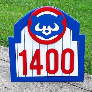 Chicago Cubs  Address Sign &quot;CUBBIES&quot; Custom Made with your address  | Chicago Cubs Gifts | Chicago Cubs  Fan  | Cubs Gifts