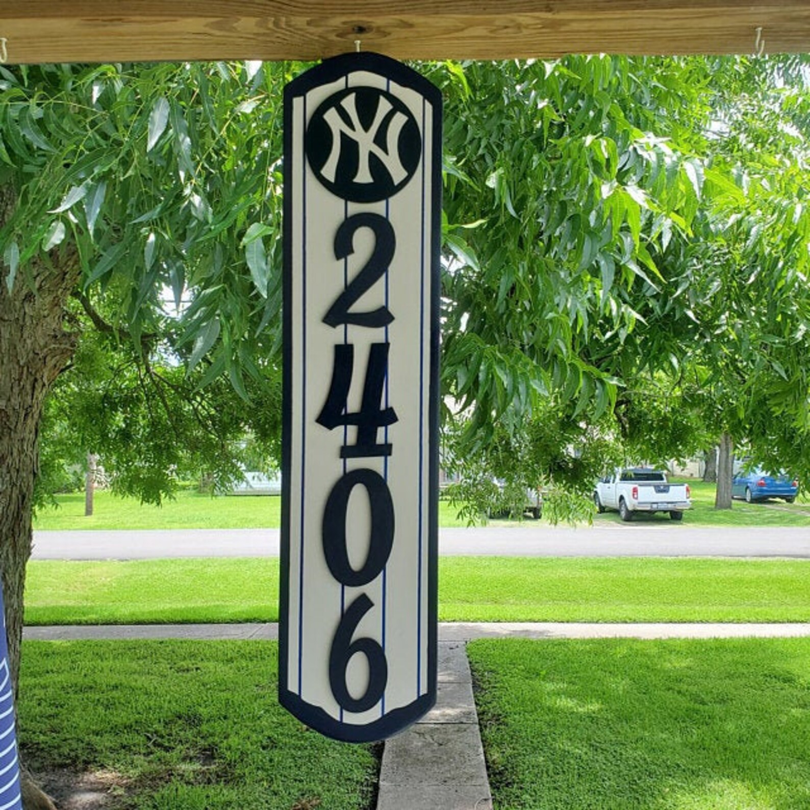 NEW YORK YANKEES Address Sign Vertical Style Wood Etsy