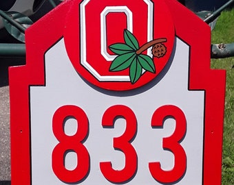 OHIO STATE Buckeyes Address Sign Custom Made Wood Decor Sign Ohio