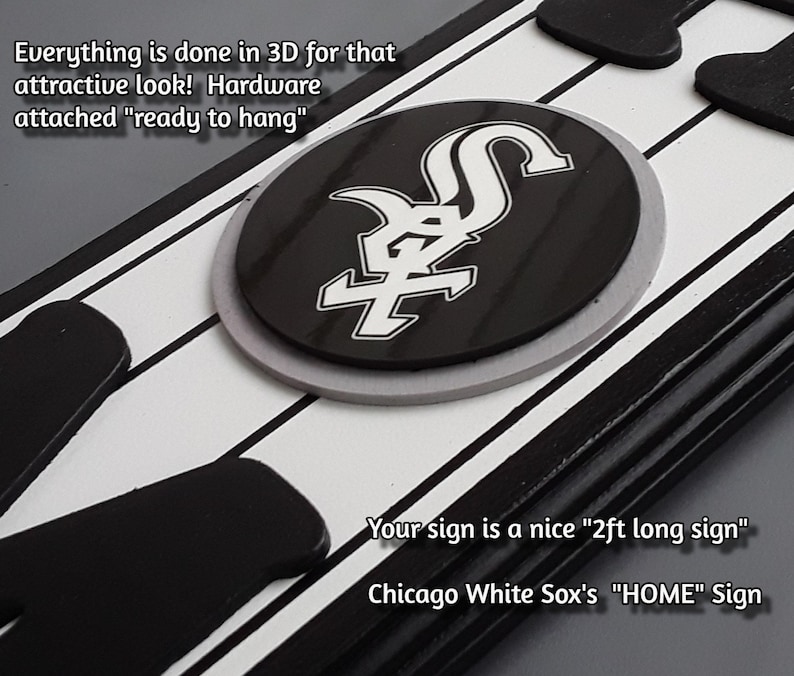 Chicago White Sox "HOME" Wood Decor Sign | Chicago White Sox Gifts | White Sox Fan - Great House Warming/First Home Gift! bild 4