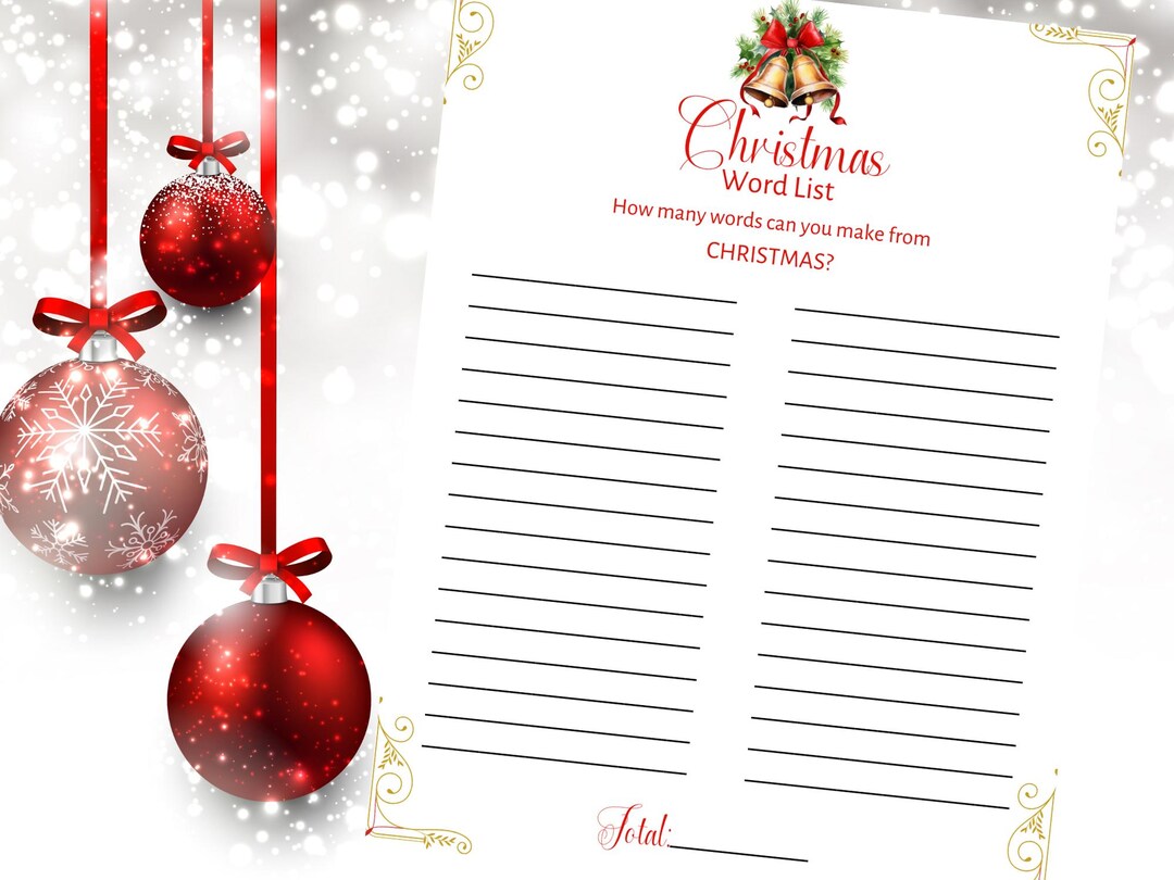 Christmas Word List Printable Game Digital Download - Etsy