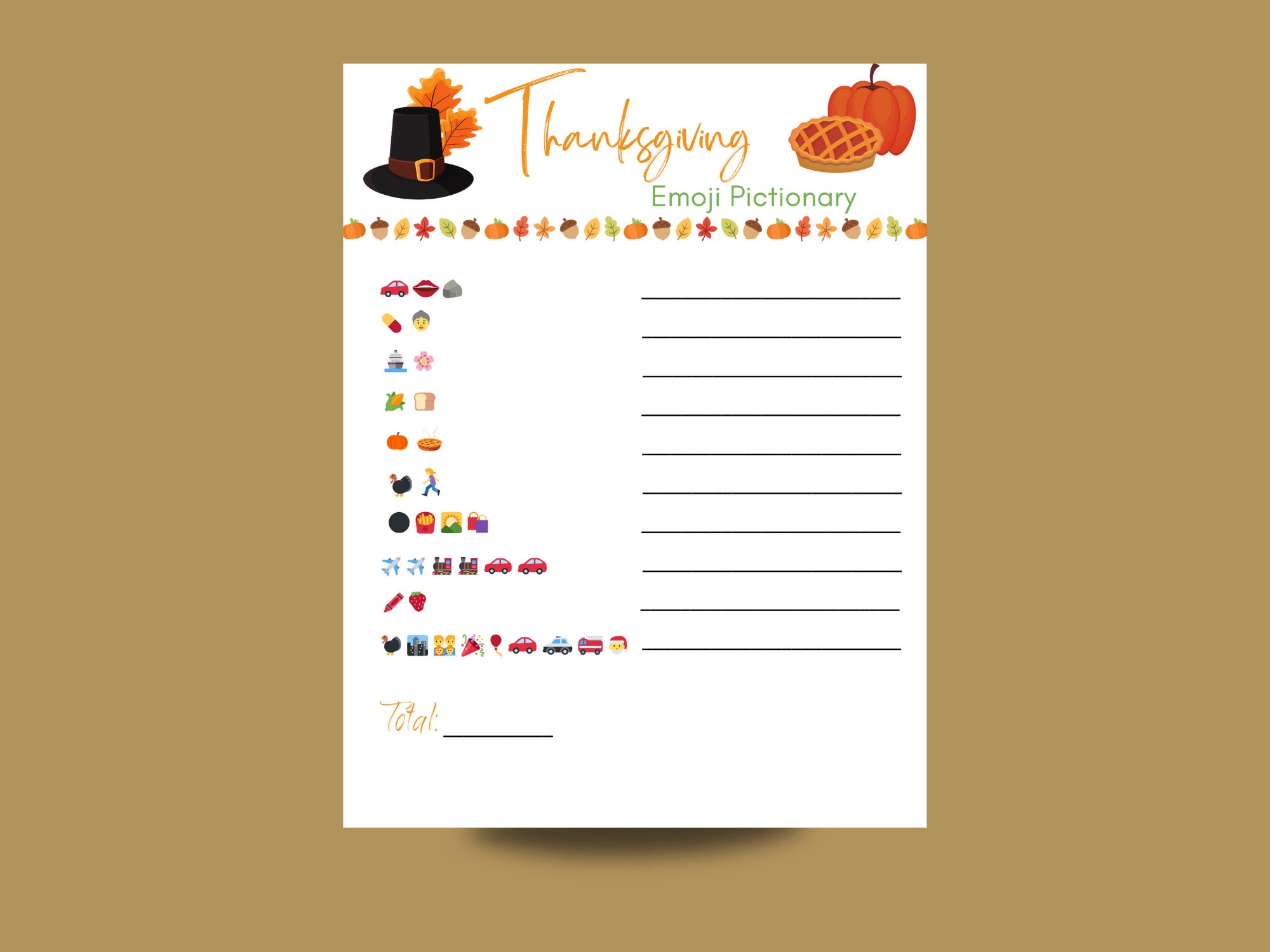 Thanksgiving Emoji Pictionary Printable Party Game Digital - Etsy