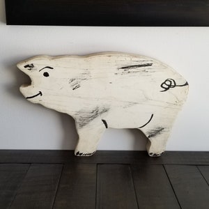 Wooden Pig Decor Kitchen, Painted Wood Piglet, Farmhouse Decor, Large Pig, Pig Art, Pig Decor, Country Decor, Pig Lovers Gift, Shelf Sitter