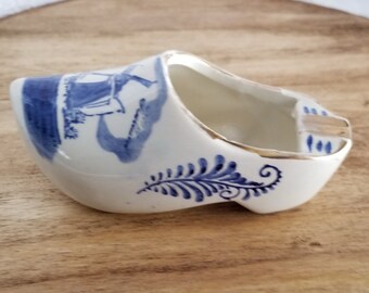 Vintage Delft Holland Dutch Shoe 5", Hand Painted Blue and White, Delft Collectibles