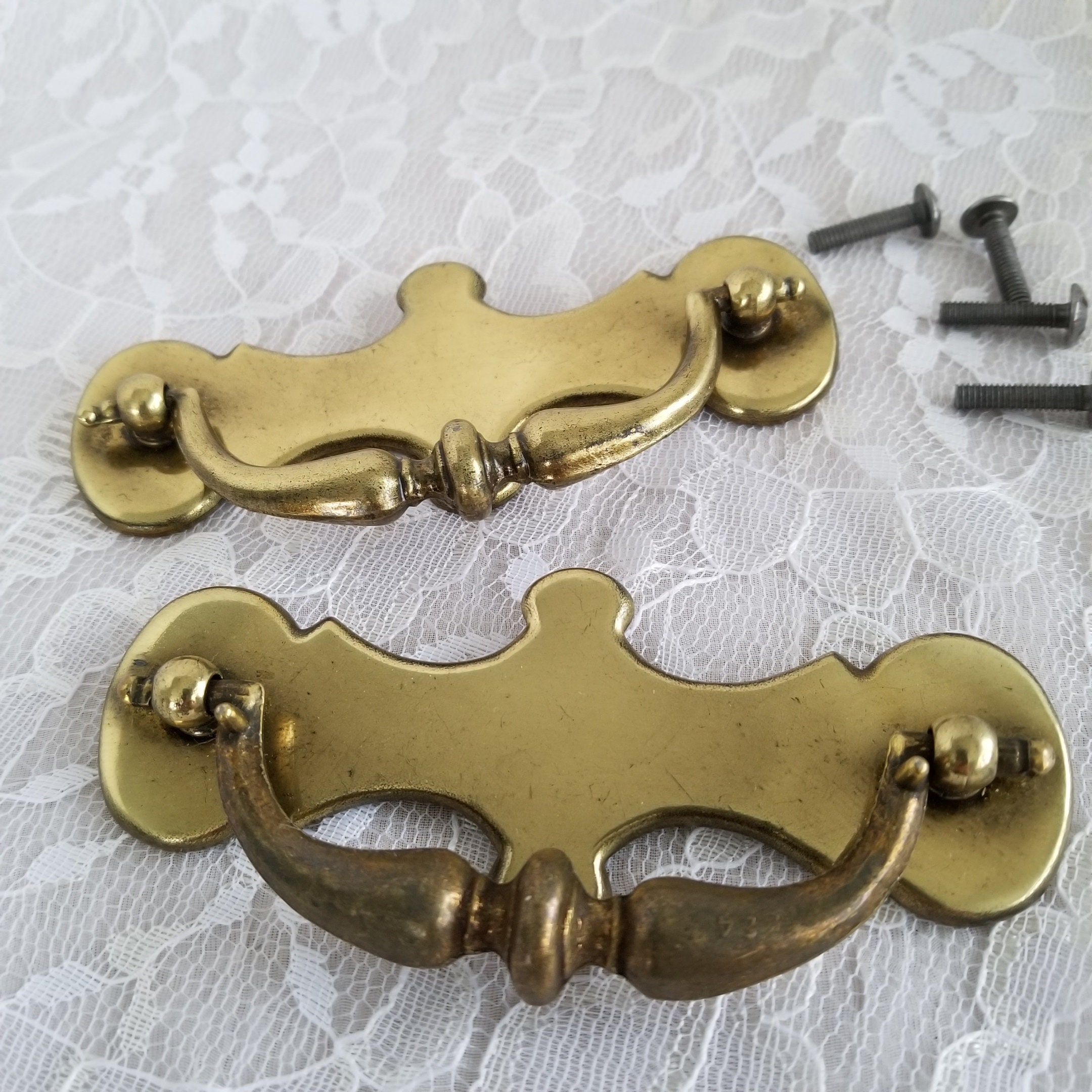 Brass Drawer Pulls Restoration Hardware Vintage Etsy