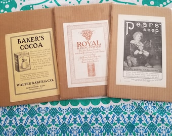 Vintage Advertising Ephemera, Soap Advertisement, Pears Soap Print, Royal Baking Powder Ad, Bakers Cocoa Ad,