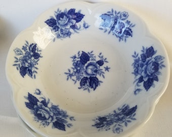 Appetizer Dessert Plate Set (4), Small Plates, Blue n White Floral, Harmony House "Dorchester" Fine China 3684  5"