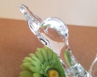 Glass Duck Figurine 7 1/2": Hunter's Lodge Cabin Decor, Duck Lover Gift