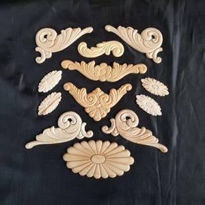 Artistic Wood Carvings Furniture Onlay Appliques Embellishments Trim Molding