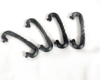 Twisted Cast Rustic Hickory Hardware Drawer Pulls 4, Trunk Pulls, Vintage