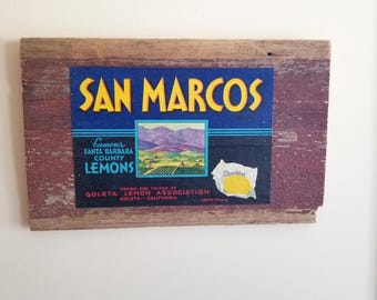 Barnwood Retro Kitchen Decor: Sunkist Lemon Crate Label Sign