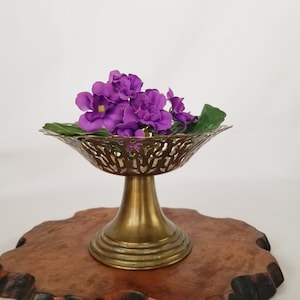 Brass Pedestal Bowl, Reticulated Design, Brass Decor, Pedestal Bowls,