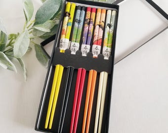 Chopsticks 9", Utage Irodori Bashi, Colorful & Fancy Geisha Japanese Art