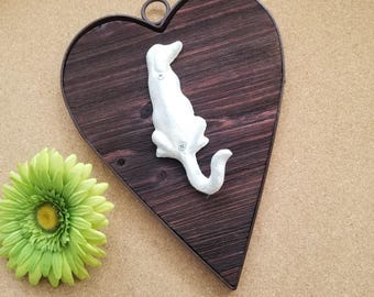 Wall Leash Holder, Wood Heart Cast Dog Hook 10", Towel Holder, Leash Hook, Dog Lover Gift,