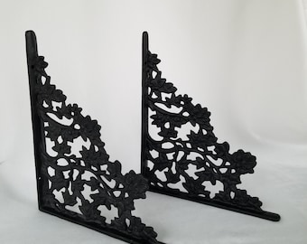 Cast Black Leaf Shelf Brackets 10 1/4" Heavy Duty