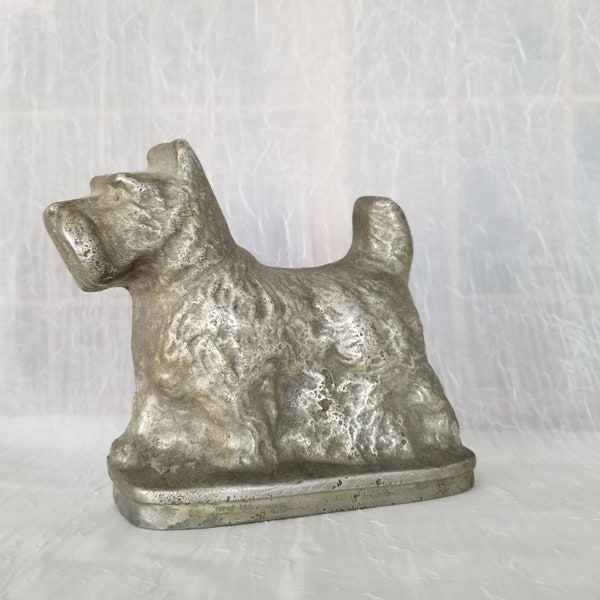 Pewter Schnauzer Dog Bookend Paperweight Doorstop 6in, Gifts for Dog Lovers, Collectible