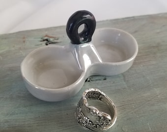 Vintage His n Hers Ring Dish, Lustreware Ring Dish, Couples Ring Holder, Bridal Shower Gift, Engagement Gift, Wedding Gift,