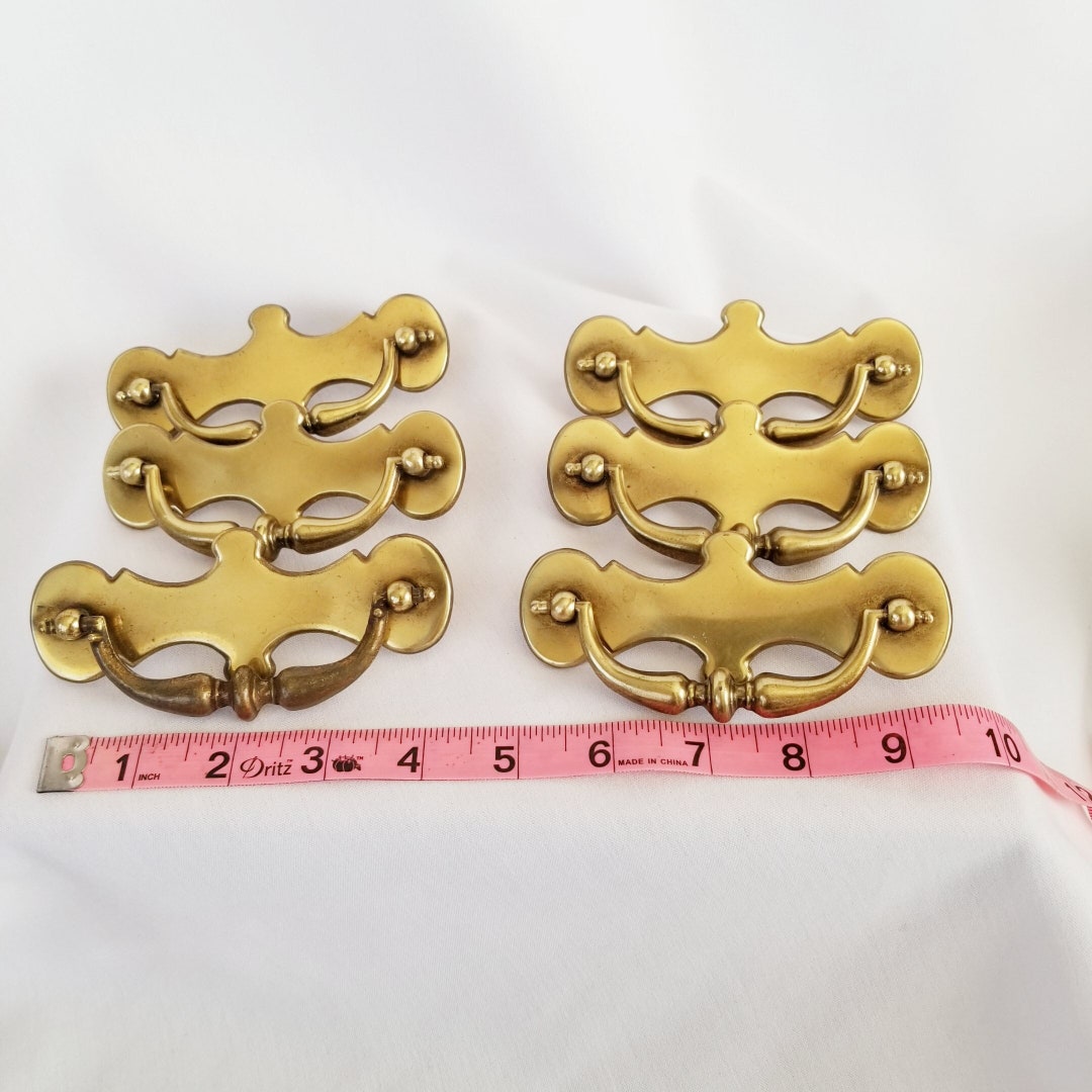 Vintage Brass Drawer Pulls 4 1/2, Restoration Salvage Hardware, Vintage